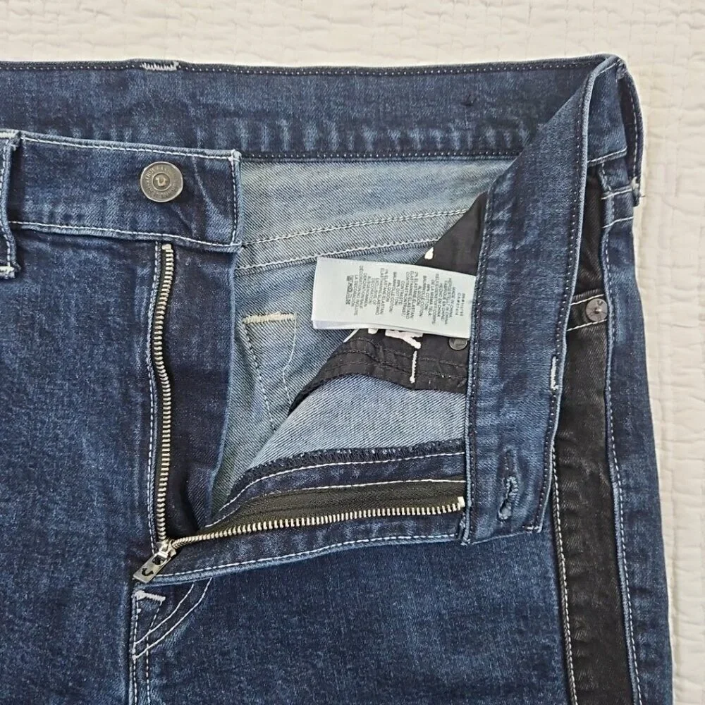 True Religion Marco Jeans Men's 34x28 Color Block Black Blue Tapered Stretch EUC